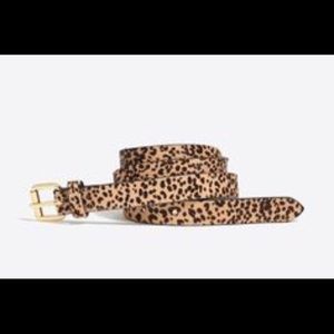 J Crew leopard calf hair skinny belt